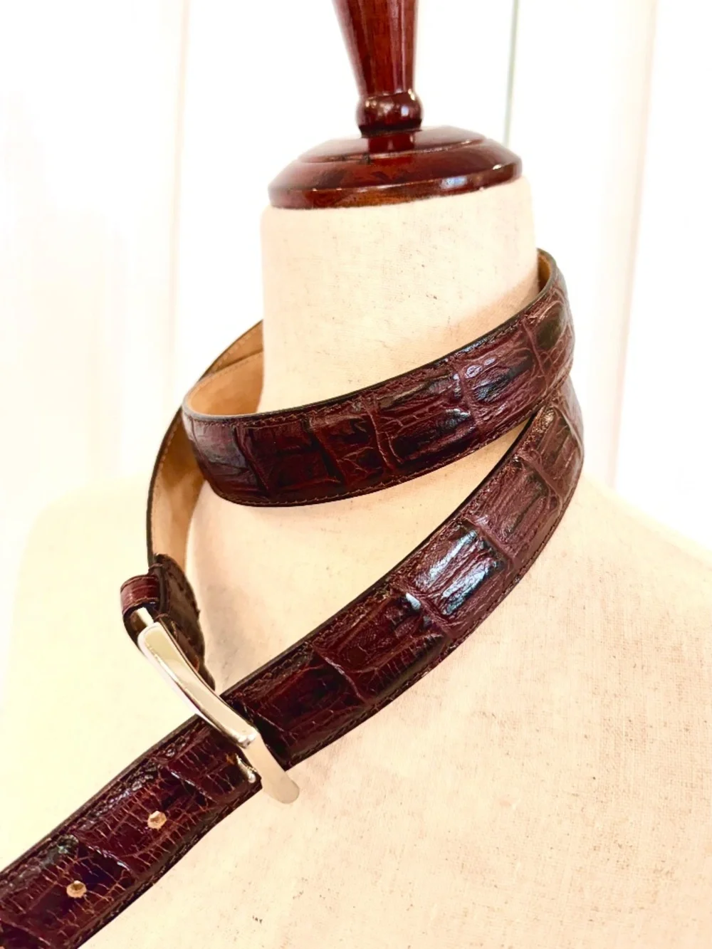 Men's L/37 Mock Alligator Leather Belt by Charles Tyrwhitt London, Made in Italy